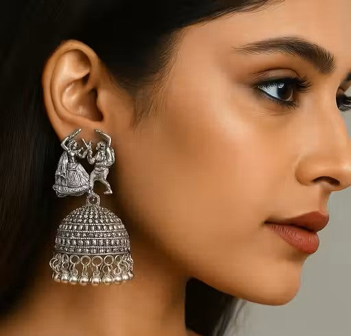 Dhira Dandiya Oxidised Jhumka