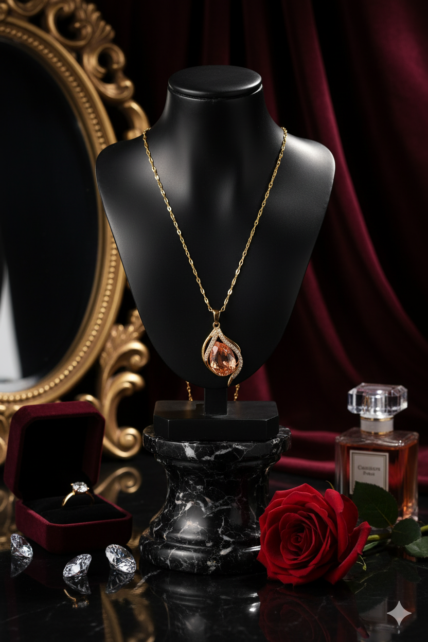 Gold Plated Pink Stone Pendant