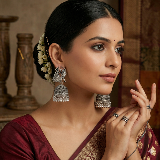 Dhira Dandiya Oxidised Jhumka