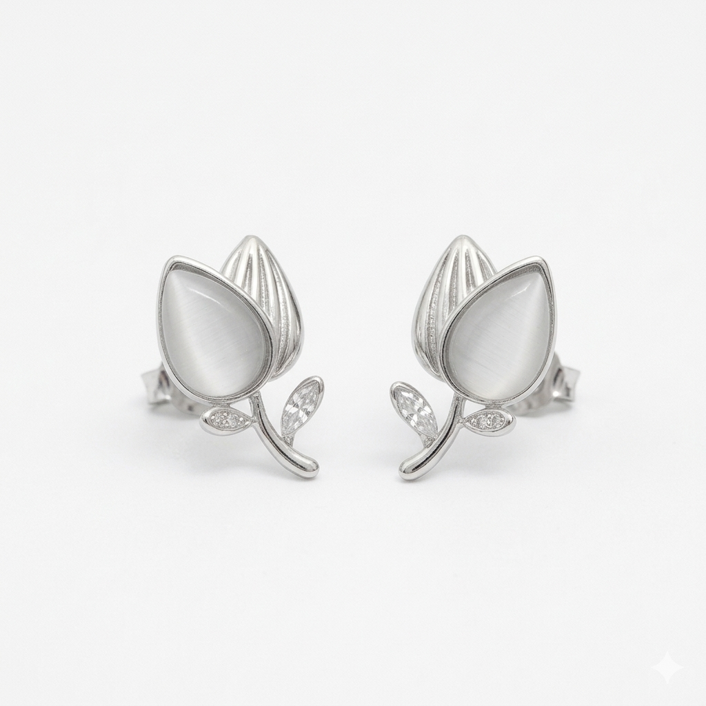 Trendy White Stone Studs