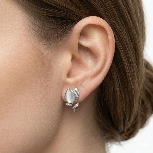 Trendy White Stone Studs