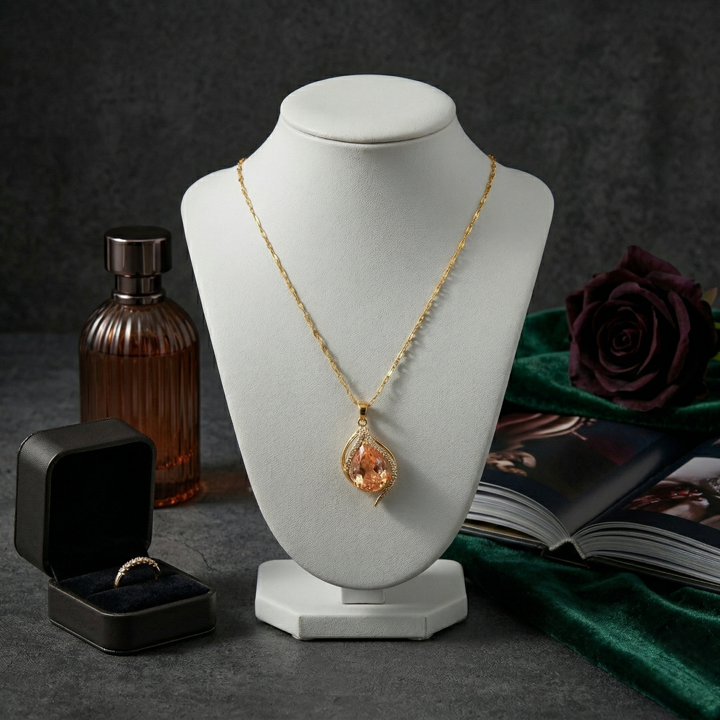 Gold Plated Pink Stone Pendant