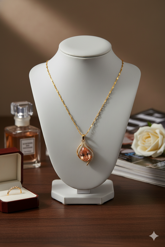 Gold Plated Pink Stone Pendant