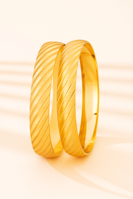 Bold Carved Gold Bangles