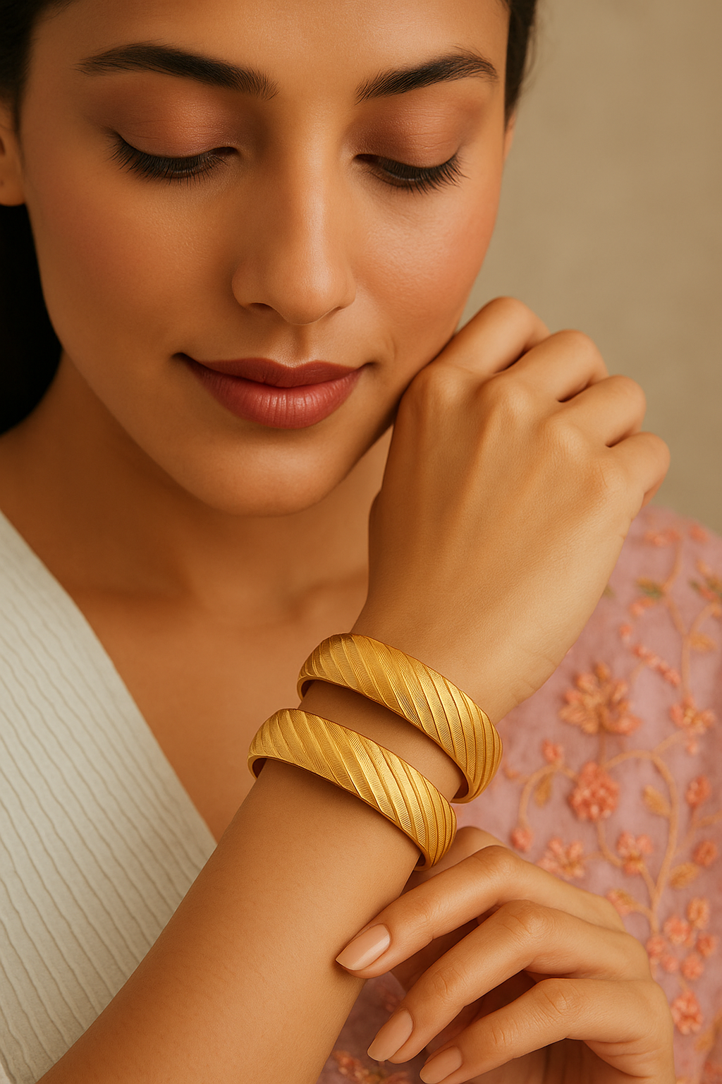 Bold Carved Gold Bangles