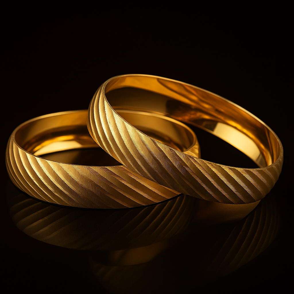 Bold Carved Gold Bangles