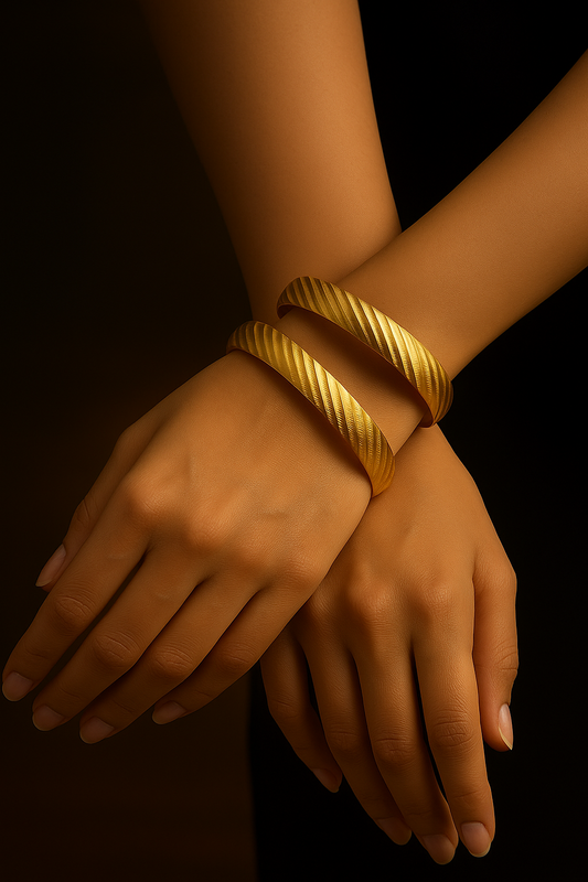 Bold Carved Gold Bangles