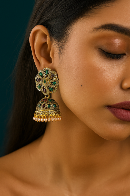 Traditional Gold-Plated Pearl Jhumka