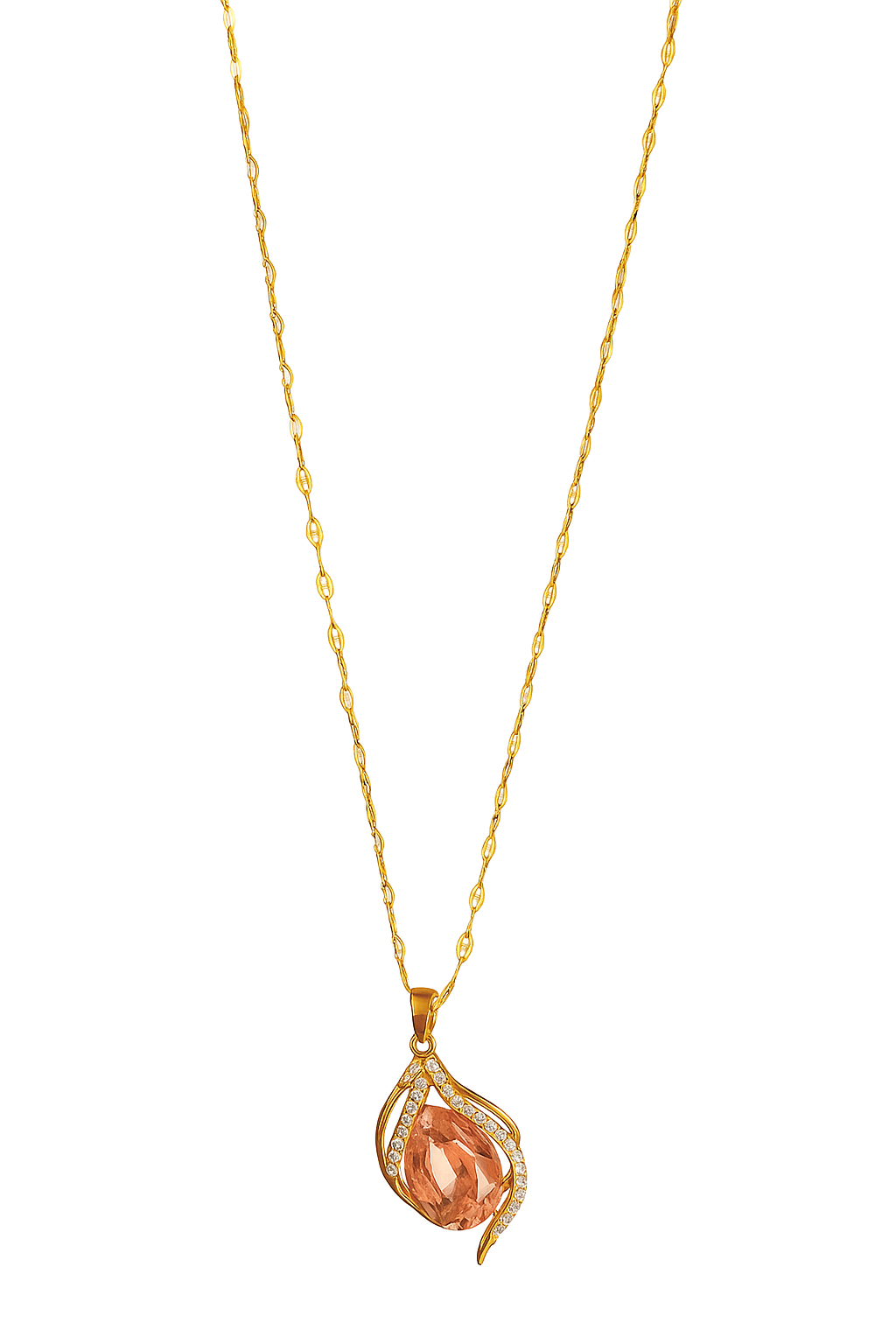 Gold Plated Pink Stone Pendant