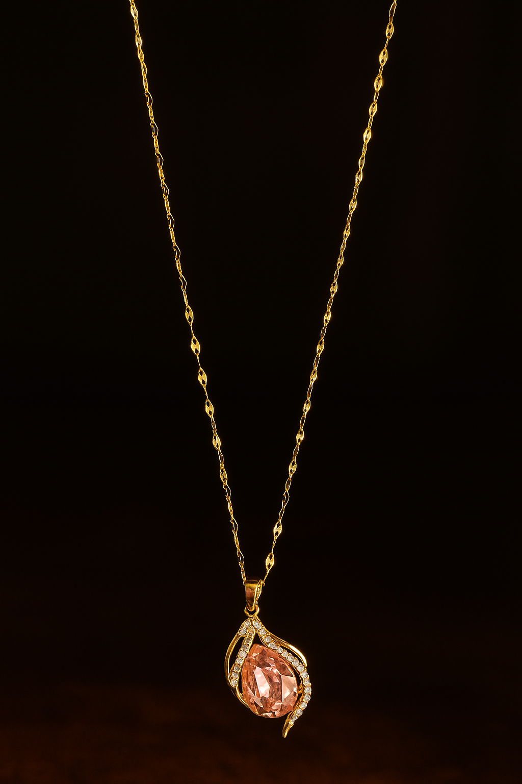 Gold Plated Pink Stone Pendant