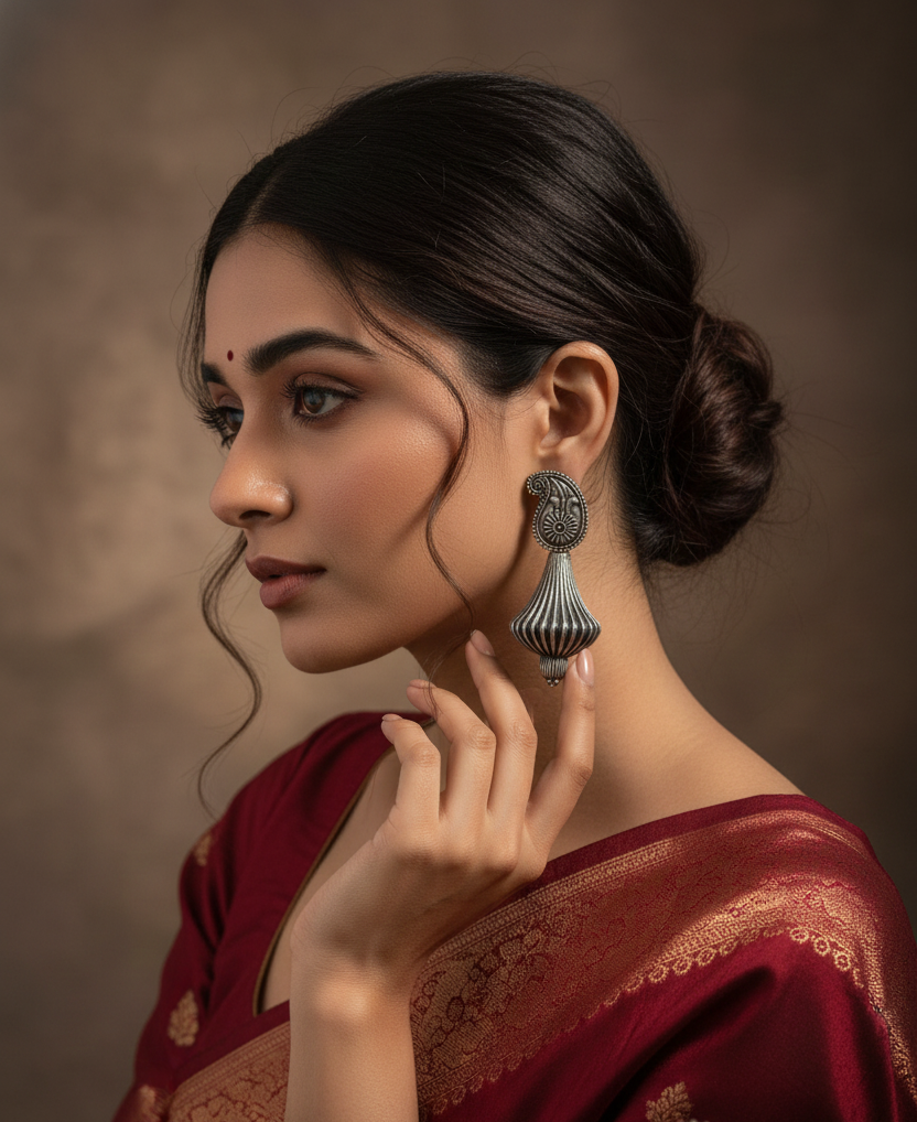 Antique Silver Paisley Earrings