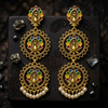 Peacock Design Multi-Color Dangler Earrings with Pearl Drops
