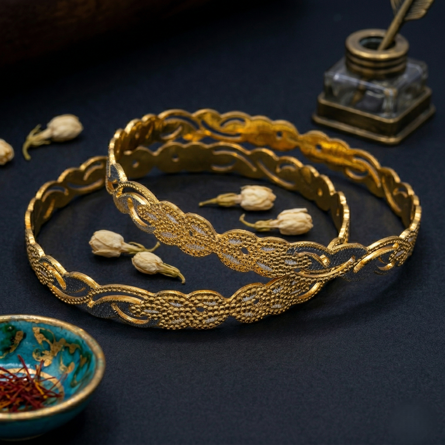 Gold-Plated Textured Bangles