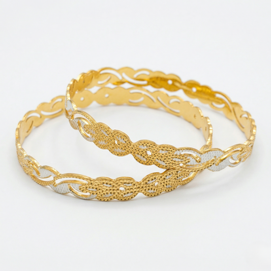 Gold-Plated Textured Bangles