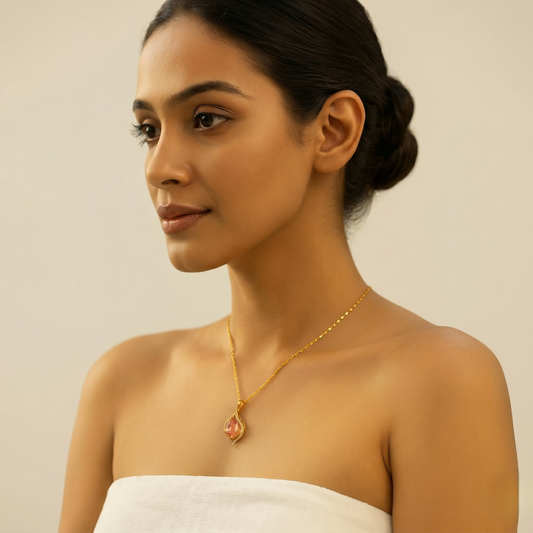 Gold Plated Pink Stone Pendant