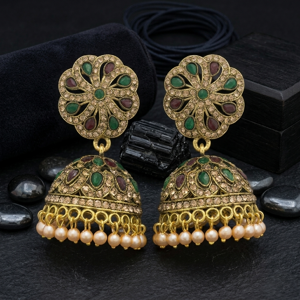 Traditional Gold-Plated Pearl Jhumka