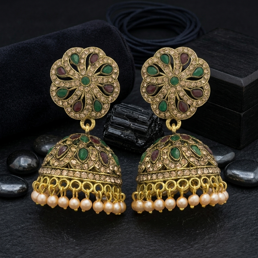 Traditional Gold-Plated Pearl Jhumka