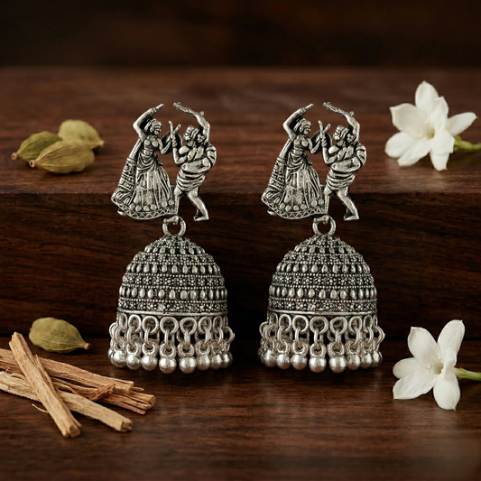 Dhira Dandiya Oxidised Jhumka