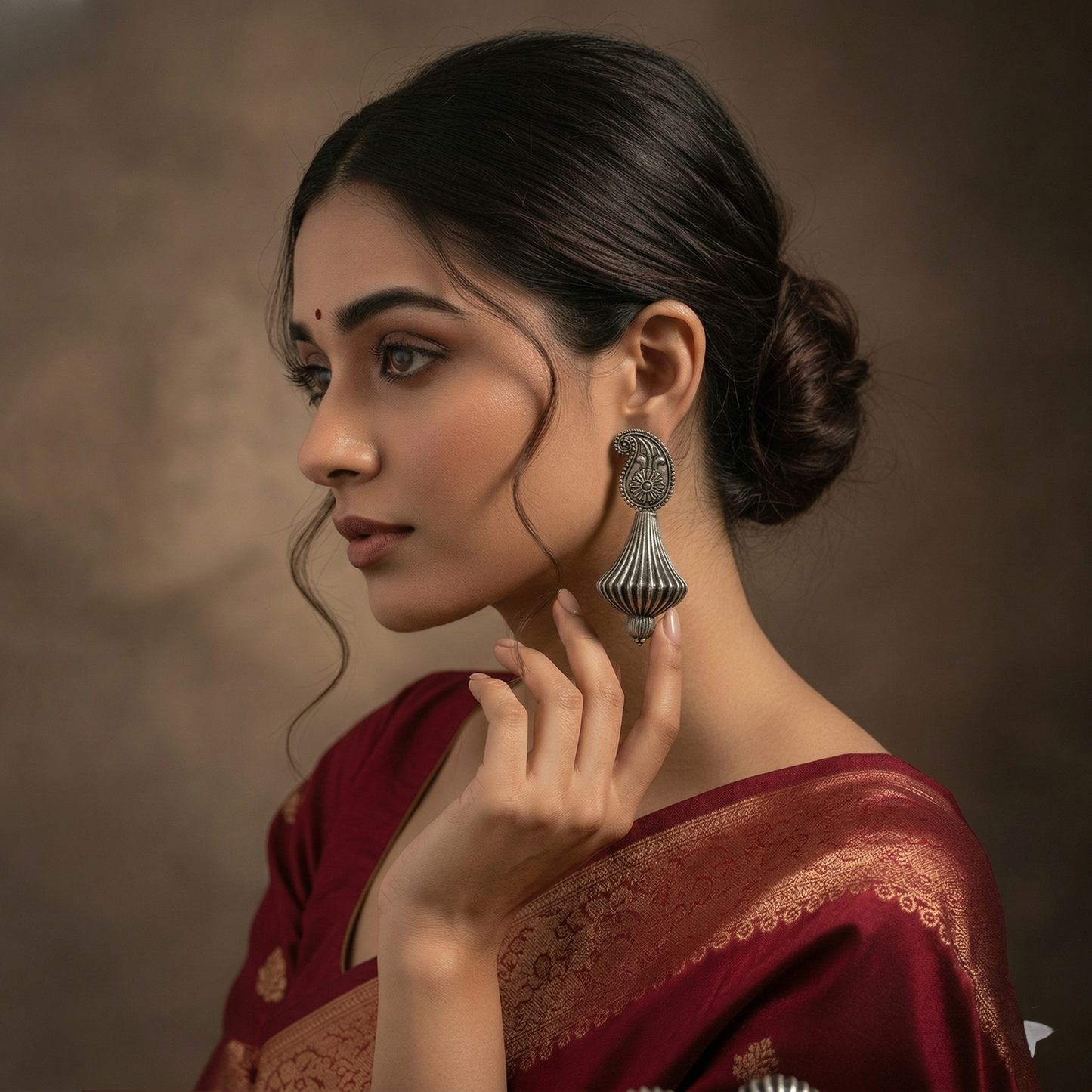 Antique Silver Paisley Earrings