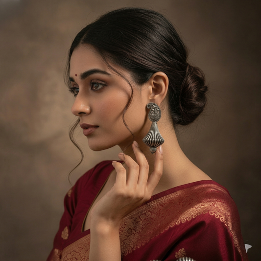 Antique Silver Paisley Earrings
