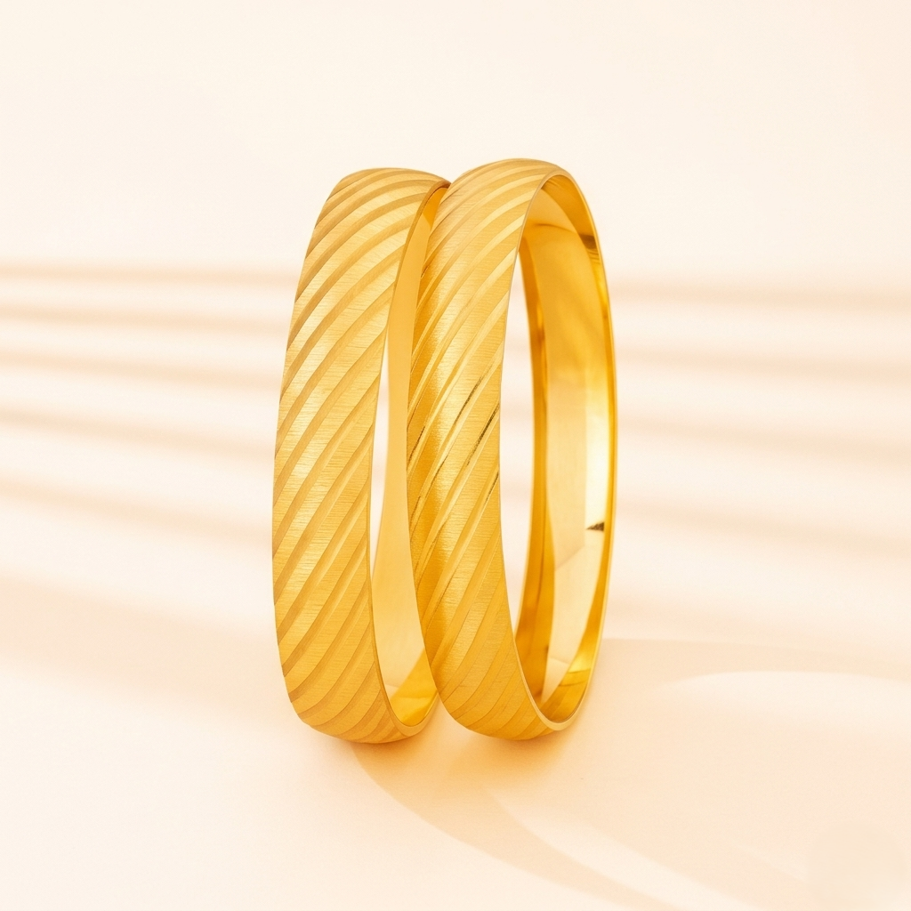 Bold Carved Gold Bangles