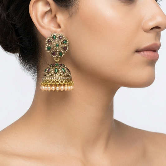 Traditional Gold-Plated Pearl Jhumka