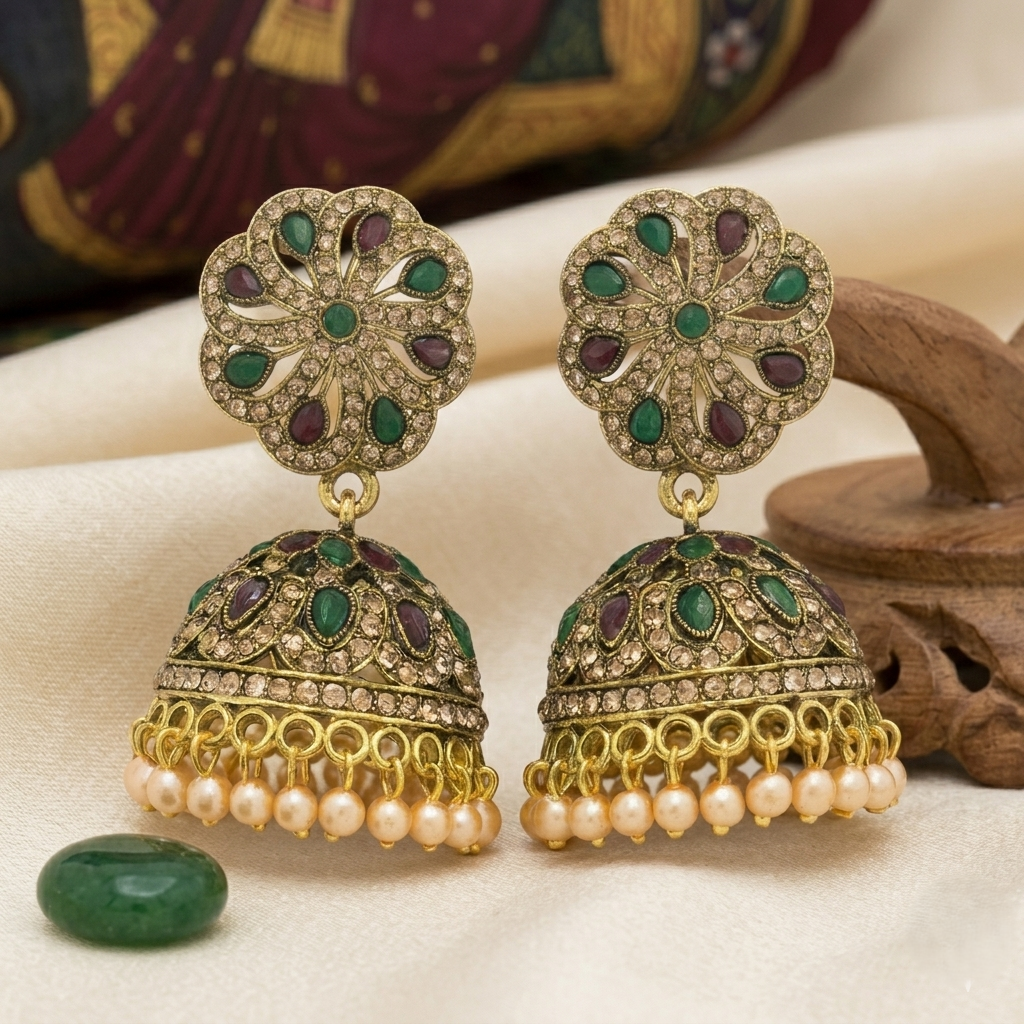 Traditional Gold-Plated Pearl Jhumka