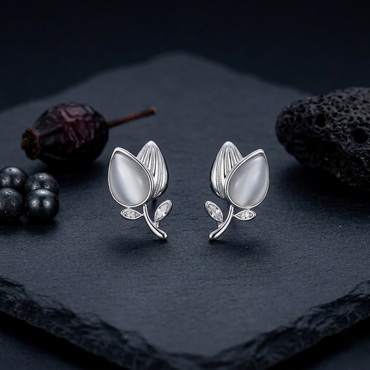 Trendy White Stone Studs