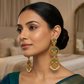 Peacock Design Multi-Color Dangler Earrings with Pearl Drops