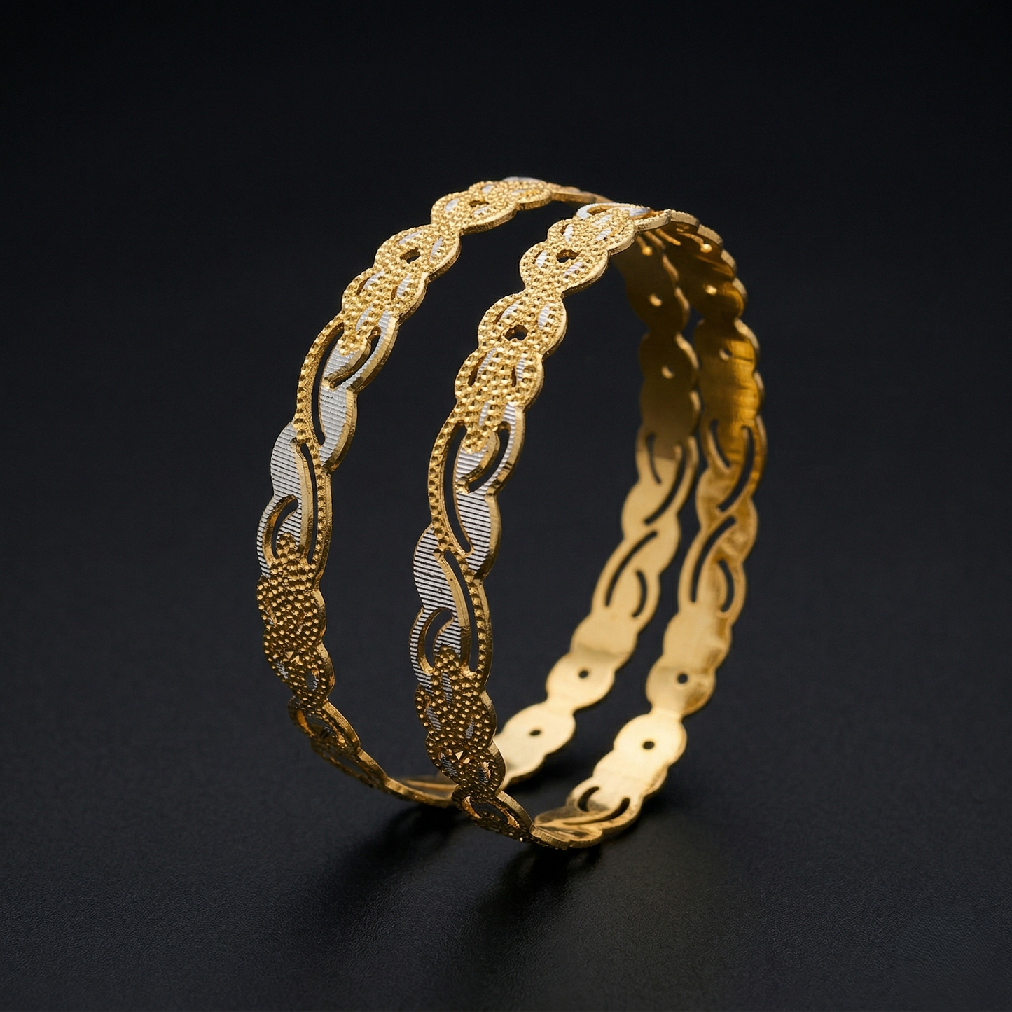 Gold-Plated Textured Bangles