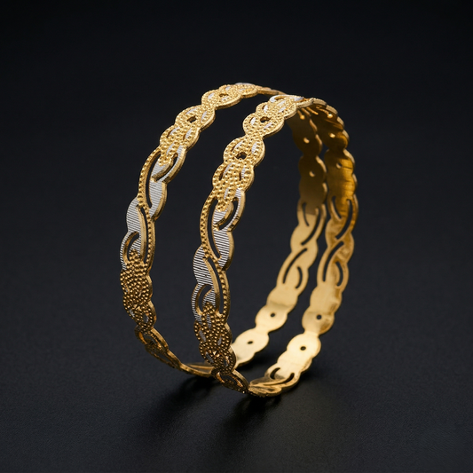 Gold-Plated Textured Bangles