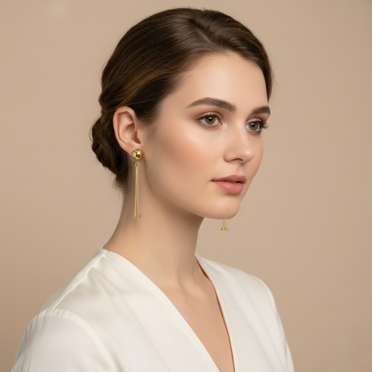 Dhira- Golden Ball Drop  Earrings
