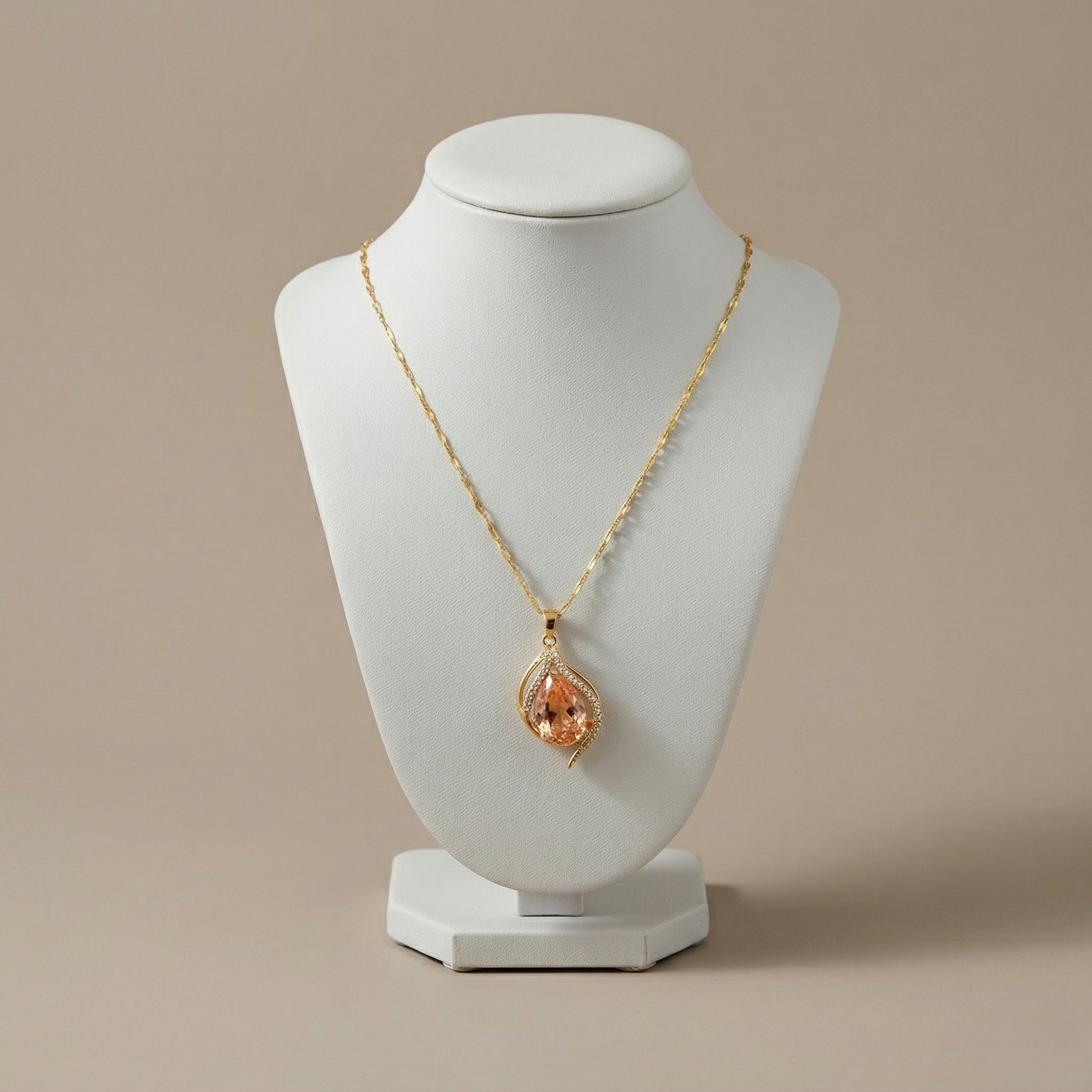 Gold Plated Pink Stone Pendant