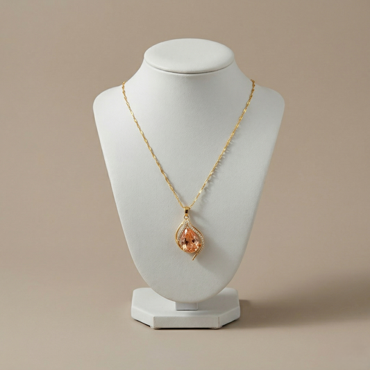 Gold Plated Pink Stone Pendant