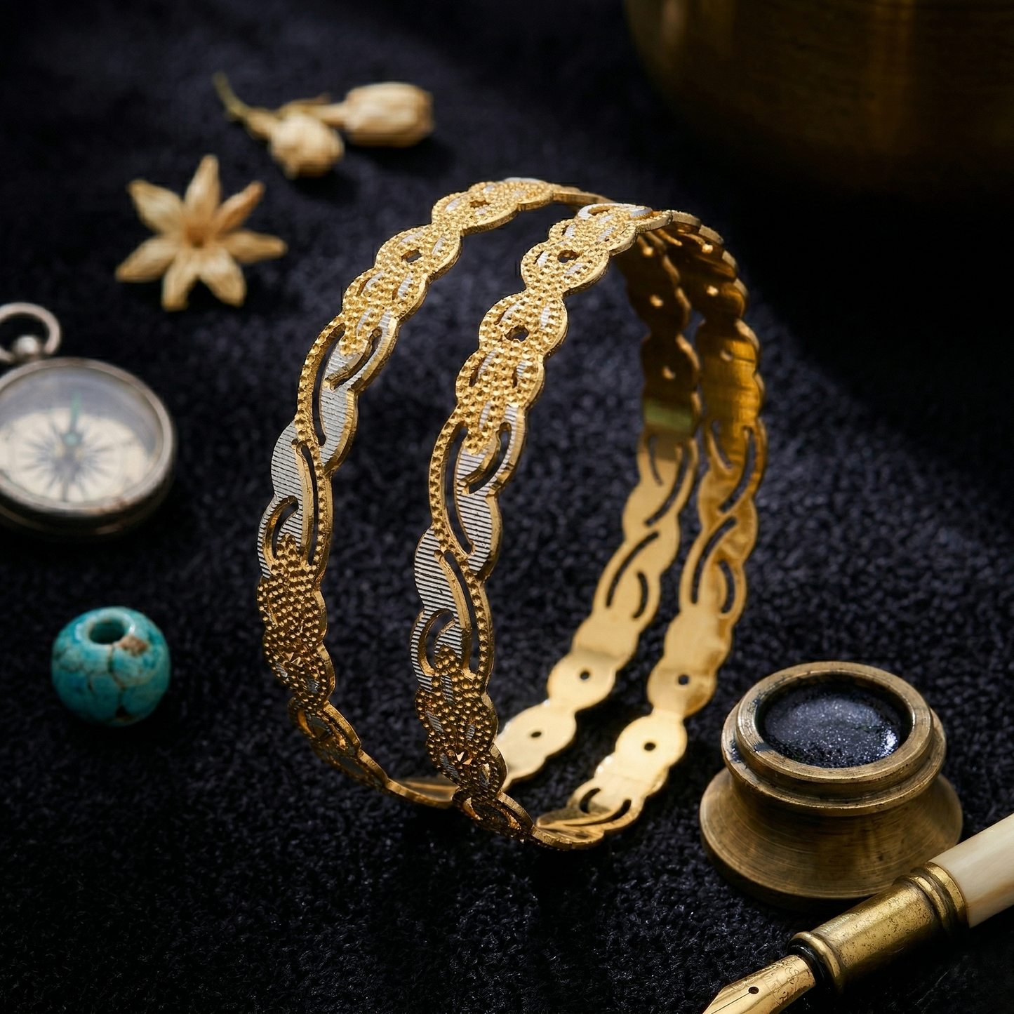 Gold-Plated Textured Bangles