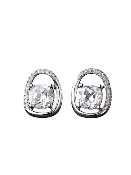 Classic Crystal Halo Silver Stud