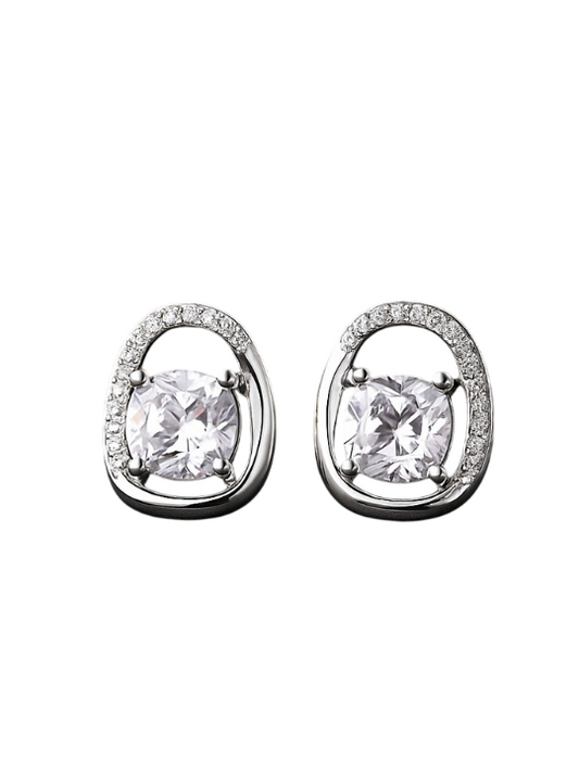 Classic Crystal Halo Silver Stud