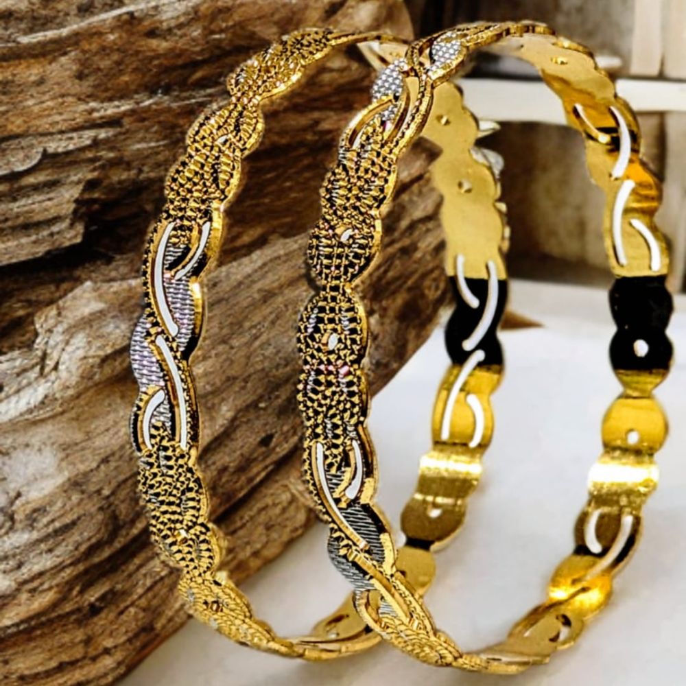 Gold-Plated Textured Kada Bangles