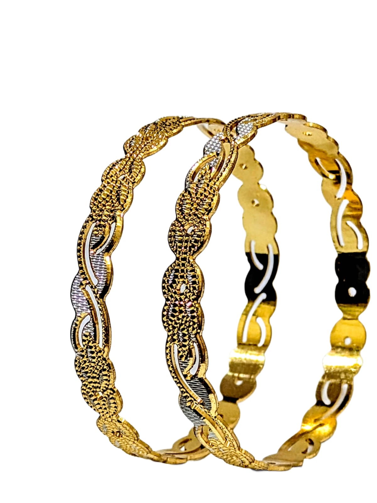 Gold-Plated Textured Kada Bangles