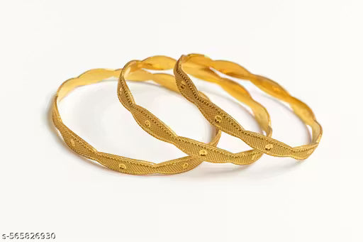 legant Wavy Pattern Gold Bangles Set