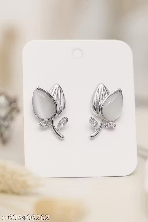 Trendy White Stone Studs