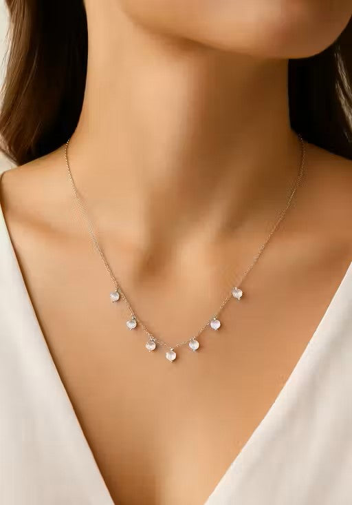 Anti Tarnish Heart Charm Silver Necklace